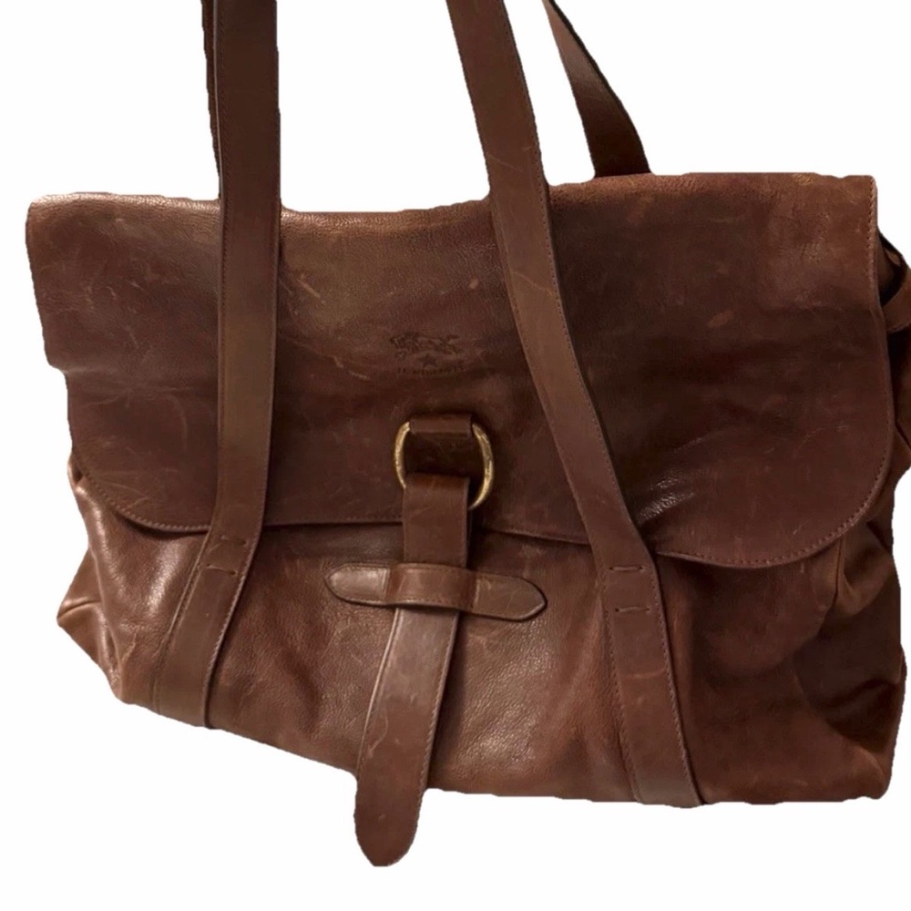 IL BISONTE VINTAGE LEATHER BAG Natural Patina ITALY Brown FAST SHIPPING 3346-4 - Picture 2 of 16